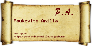 Paukovits Anilla névjegykártya